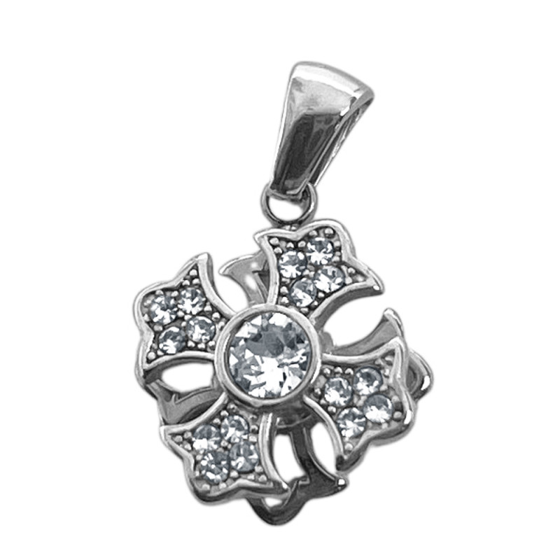 GIRATORIO CRUZ CUBIC Y STRASS CRISTAL DIJE