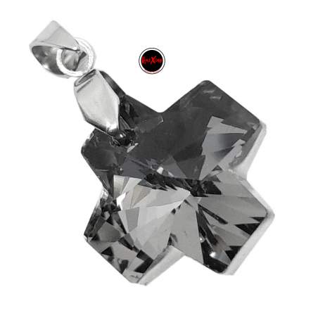GRIS FUME 18MM CRUZ EQUILIBRIO CRISTAL FACETADO DIJE