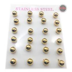DORADO 1 PAR BOLITAS 4mm ACERO QUIRURGICO ARO