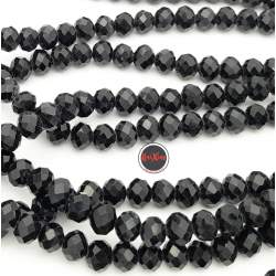 6MM NEGRO PLENO CUENTA FACETADA PERFORADA VIDRIO TIRA