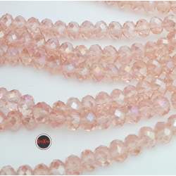 6 MM ROSA CRISTAL AB CUENTA FACETADA PERFORADA VIDRIO TIRA