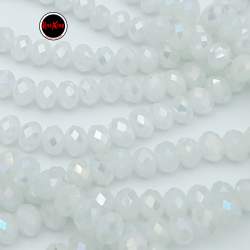 6MM BLANCO PLENO AB CUENTA FACETADA PERFORADA VIDRIO TIRA