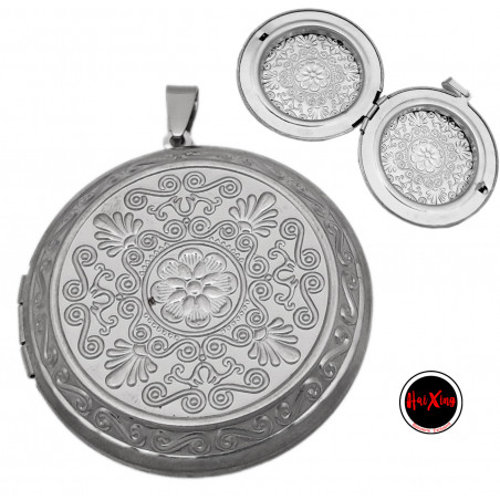 RELICARIO 45MM REDONDO FLOR GRANDE DIJE