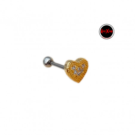 PIERCING CORAZON DORADO C/ CUBIC ZIRCON ACERO QUIRURGICO PIERCING