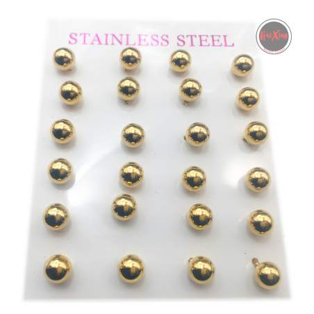 DORADO BLISTER 6MM x12 PARES ACERO DORADO QUIRURGICO ARO