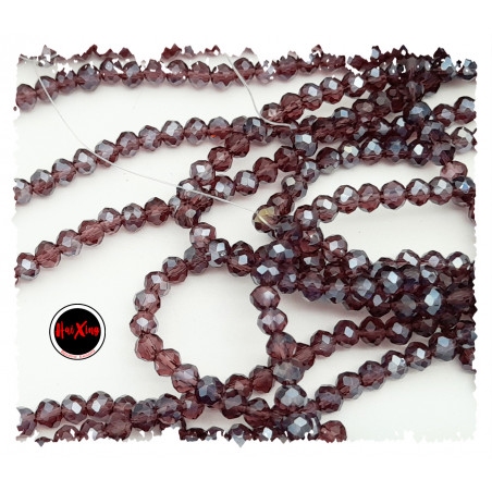 4MM VIOLETA TRASLUCIDO AB CUENTA FACETADA PERFORADA VIDRIO TIRA