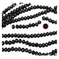 4MM NEGRO PLENO CUENTA FACETADA PERFORADA VIDRIO TIRA