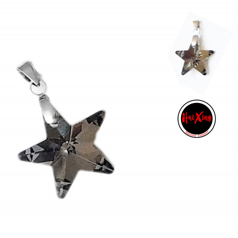 GRIS FUME 20MM ESTRELLA CRISTAL FACETADO DIJE