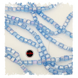 3MM CUBO AZUL LAVANDA TRASLUCIDO AB FACETADO CUENTA PERFORADA VIDRIO TIRA