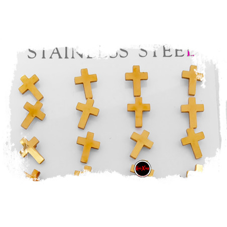 DORADO MEDIO BLISTER CRUZ MINIATURA X6 PARES ARO